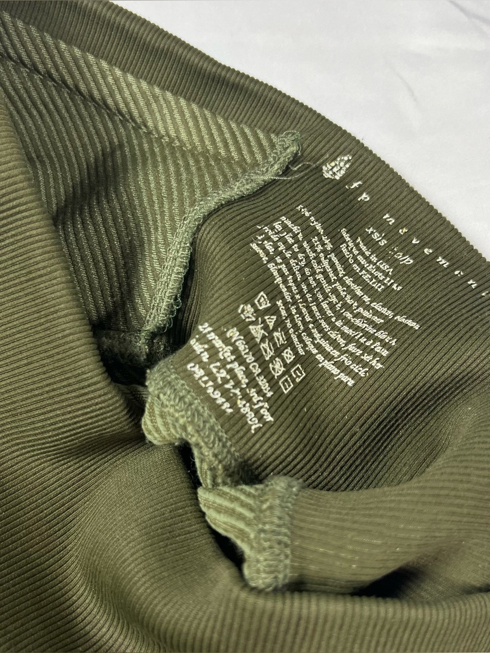 Free People Earthy Green Chevron Ribbed Leggings Size XS Cropped Workout - Picture 4 of 8